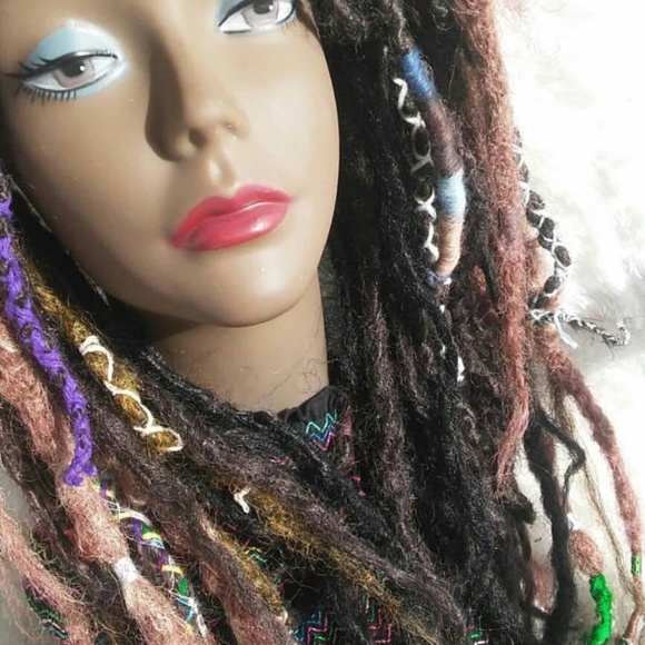 natural knotty double ended brown black dreadlock main image 5